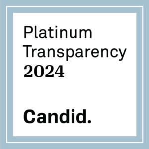 This image is the 2024 Candid Platinum seal. It consists of a medium blue and two light blue nested boxes as a border. Inside the border is a white background with the words stacked vertically. Platinum in on line 1. Transparency is on line 2. 2024 is line 3. There's a blank line, and then "Candid" is line 5.